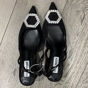 Steve Madden Black Heels with Crystal Accents